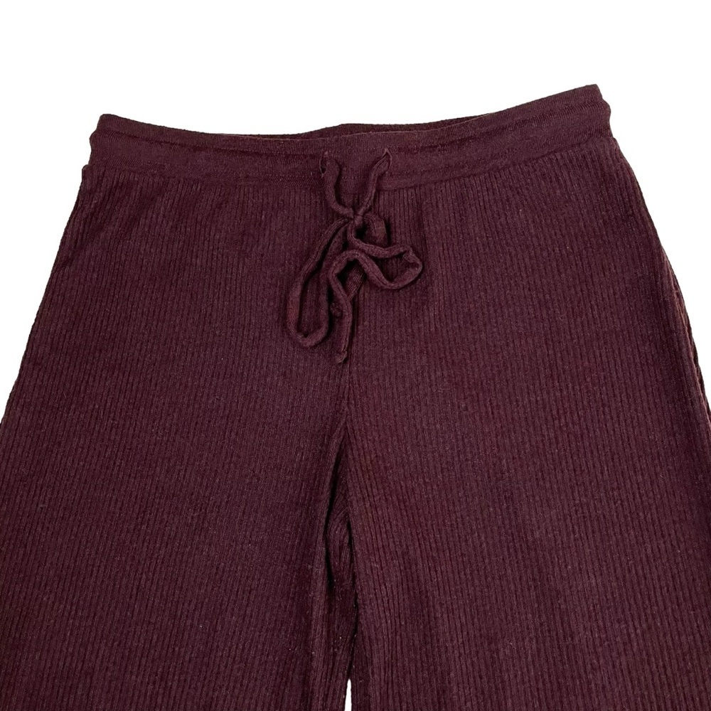 Nation LTD Wide Leg Ribbed Knit Lounge Pants Maroon Medium - Picture 5 of 10